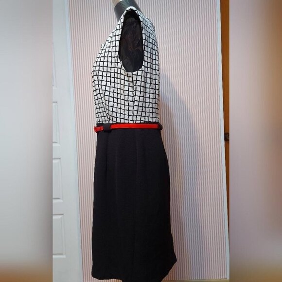 Connected Apparel Grid Sheath Dress Dark Academia Collegiate Workwear Size 10 - Picture 3 of 9